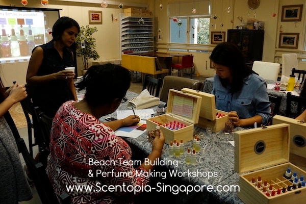 ladies at Team building perfume making workshop