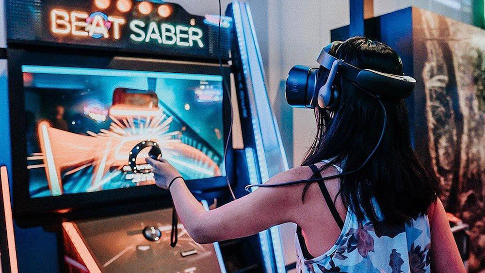 girl having fun at HeadRock VR sentosa singapore
