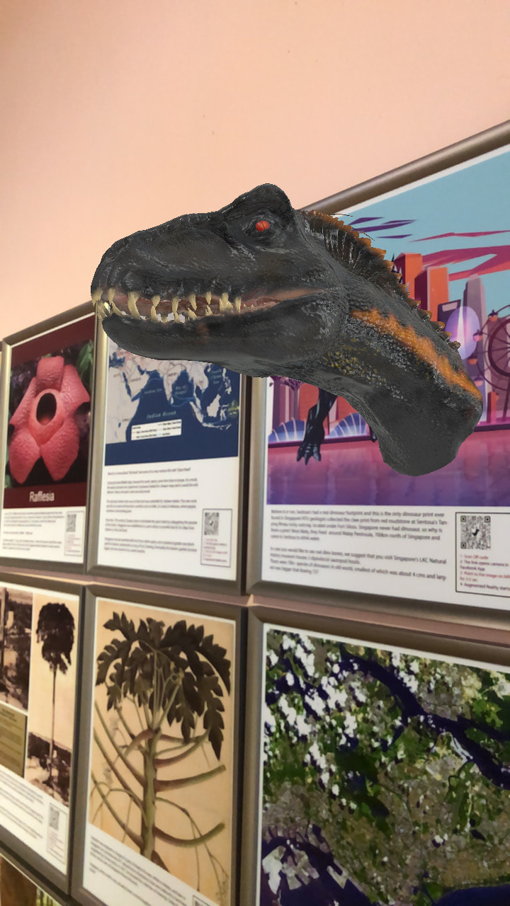 dinosaur embedded in AR exhibit for tourist to enjoy