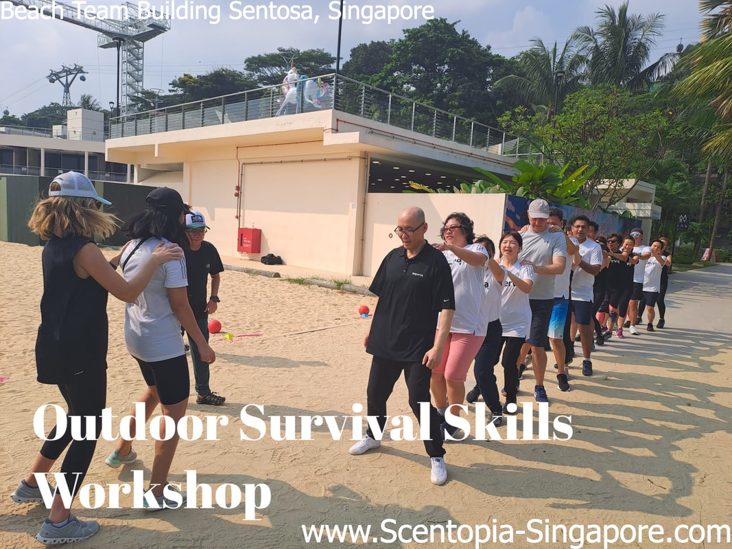 team enjoying Outdoor Survival Skills Workshop in singapore