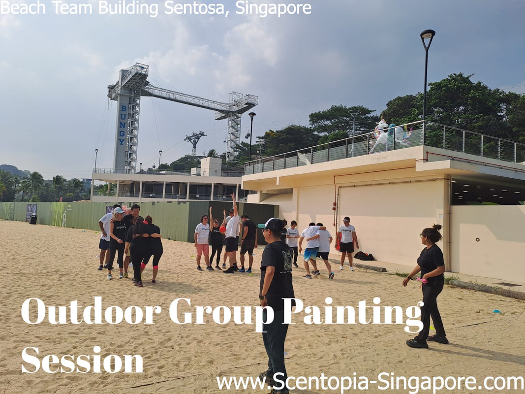 employees preparing for Outdoor Group Painting Session
