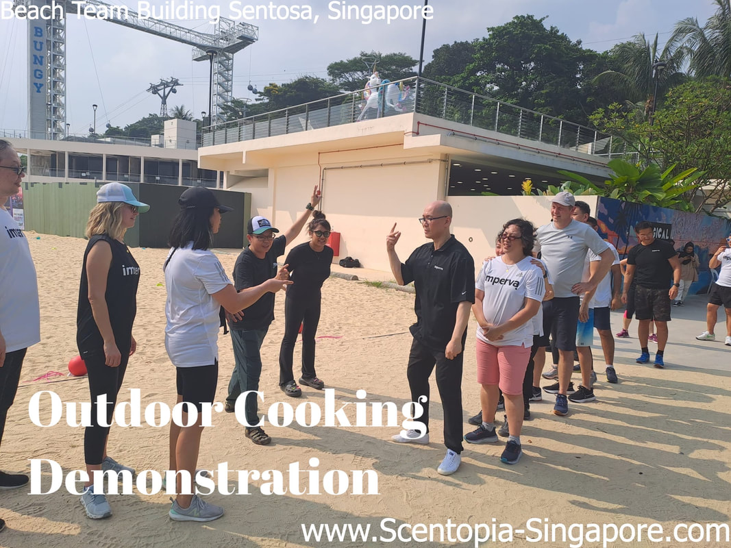 corporate group enjoying Outdoor Cooking Demonstration