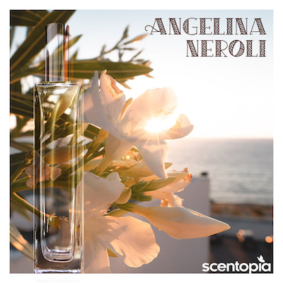 angelica flower with scentopia perfume bottle with orchids scent