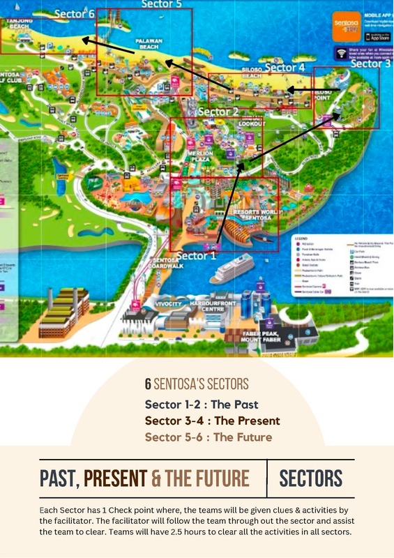 Amazing race brochure with team activities at sentosa