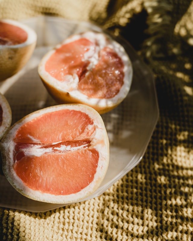 Grapefruit essential oil, which is derived from the peel of the grapefruit