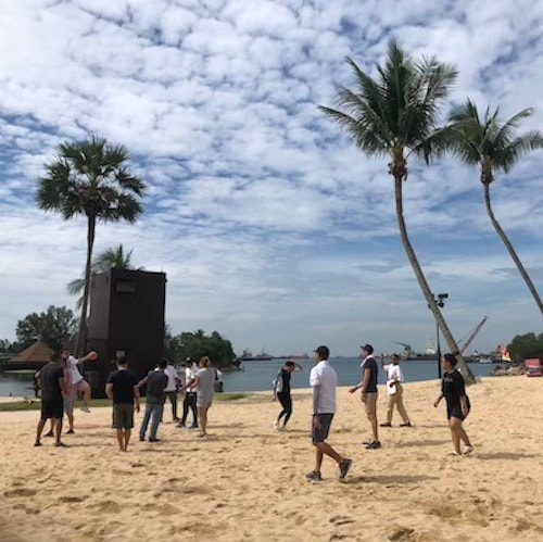 dodgeball Beach Team Building Sentosa choice of activity at Sentosa Siloso beach Singapore