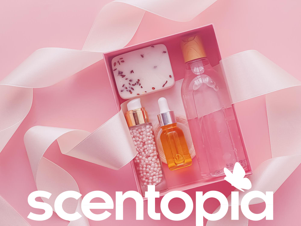 Scented perfume bottle with a ribbon
